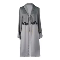 Wholesale Luxury polyester Lace Bride robe Lingerie Summer Ladies Kimono Sleep Night blank black satin Women Robe