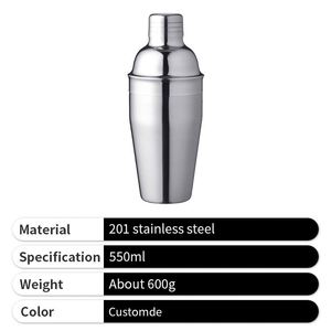 Juego de Cocteleras Profesionales Personalizadas al por Mayor, de Plástico y Acero Inoxidable, Impresas, de 550 ml, 600 ml y 700 ml - Product Image 4