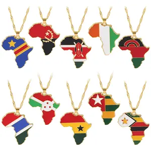 Pendentif mode personnalisé de haute qualité personnalisé Angola Kenya Malawi Gambie Burundi Ghana Togo Zimbabwe Drapeau Collier