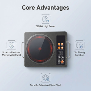 Placa de Inducción Integrada <span class=keywords><strong>Invisible</strong></span> de 3500W con Pantalla Táctil, Calentamiento Rápido, Placa de Inducción Profesional Cóncava - Product Image 2