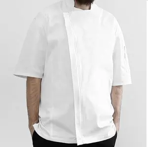 Unisex Chef Coat Men's Long Sleeve Chef Jacket Restaurant Kitchen Cooking Zipper Chef Uniform