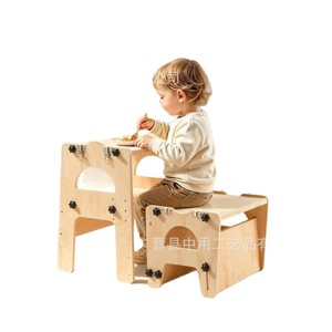 Wooden 3-In-1 Learning Tower Kitchen Helper Stool For Toddlers <b>Foldable</b> Children <b>Table</b> <b>And</b> <b>Chairs</b> Set - Product Image 5