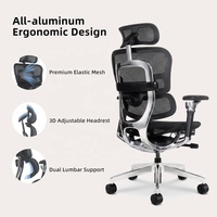 Chaise de bureau ergonomique de qualité supérieure, corps entièrement en alliage d'aluminium, soutien lombaire réglable pour les importateurs en gros