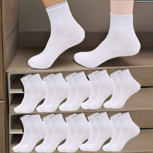 Men's Business Summer Crew <b>Socks</b>-Standard Tight-Knit Spandex/Polyester/Cotton Solid Absorbent Breathable Anti-Bacterial <b>Socks</b> - Product Image 2