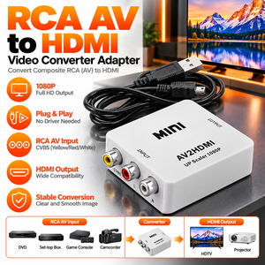 Convertisseur RCA <span class=keywords><strong>vers</strong></span> <span class=keywords><strong>HDMI</strong></span> Xput AV2HDMI, <span class=keywords><strong>adaptateur</strong></span> vidéo, entrée AV composite <span class=keywords><strong>vers</strong></span> sortie <span class=keywords><strong>HDMI</strong></span>, convertisseur de signal <span class=keywords><strong>analogique</strong></span> <span class=keywords><strong>vers</strong></span> numérique pour TV DVD - Product Image 1