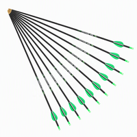Vente d'usine HT : Flèches de chasse en carbone pur ID 6,2 mm, 300-400 Spine, 30 pouces, pointes en acier, pour arc composé en plastique