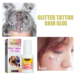 EELHOE 8ml Tatouage scintillant, colle <span class=keywords><strong>blanche</strong></span> pour la peau, fêtes à thème d'Halloween et de carnaval, tatouage flash couleur pour cheveux, visage, corps, maquillage des yeux - Product Image 2