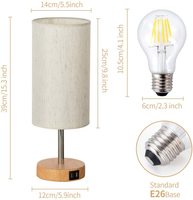 Lampe de chevet à induction métallique OEM avec abat-jour en tissu, commande tactile, 2 ports USB, intensité réglable, veilleuse connectée pour la maison intelligente