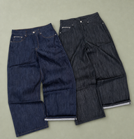 Celana Jeans Pria Model Baggy Vintage Jepang, Bahan Denim Selvedge Raw, Desain Khusus, Stretch, Straight, Oversized, Boot Cut, Wide Leg