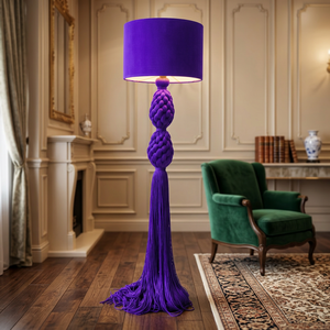 Lampe sur pied esthétique en coton tressé à la main, avec pied en fer stable, style bohème, couleur et taille personnalisables pour chambre et salon - Product Image 5