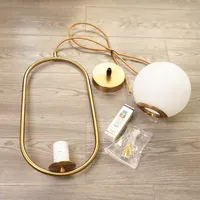 Lámpara colgante LED moderna para sala de estar, lámpara de bola de vidrio nórdico de latón/negro