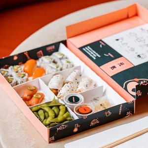 Caja de Papel para Sushi de Grado Alimenticio al por Mayor con Separador, Caja de Embalaje Desechable para Sushi Estilo Japonés - Product Image 3