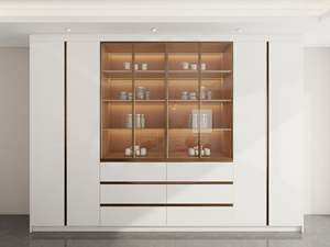 Mueble de Cocina Moderno Estilo Europeo con Acabado Brillante, Construcción de Madera Contrachapada, Protector Contra Salpicaduras Impermeable para Apartamento - Product Image 4