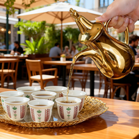 Kingze Service à café et thé arabe de luxe moderne 6 tasses Pot Dallah portable en céramique pour la maison et le bureau