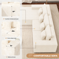 Canapé-lit modulable et extensible en tissu, convertible, en forme de L, avec chaise longue, design nuage, rembourré, assise profonde, en mousse sans armature