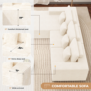 Modular Sectional Extendable Convertible Fabric Cloud L-Shaped Chaise Modern Upholstered Deep Seat Boneless Sponge Sofa <b>Bed</b> - Product Image 3