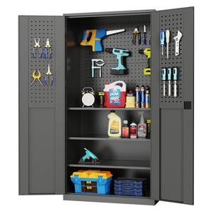 Armoire à outils robuste à double porte, armoire de rangement en métal pour garage avec porte-outils pour atelier - Product Image 1