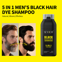 SEVICH Sampo Pewarna Rambut Hitam Alami Rosemary untuk Jenggot, Menutupi Uban Pria 5 in 1 Sampo Pewarna Rambut dan Jenggot Hitam