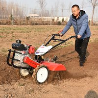 Motoculteur Agricole à Quatre Roues, Mini Motobineuse, Sarcleuse, Fraise Rotative