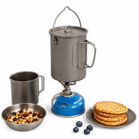 Pot de cuisson léger pour le camping en plein air, en titane pur, capacité 750 ml, design moderne minimaliste, poignée pliable, conception suspendue
