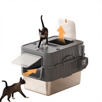 Bac à litière pour chat en acier inoxydable, ouvert, avec clôture haute, semi-fermé, toilette pour animaux de compagnie, contrôle des odeurs, facile à nettoyer