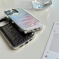 Top Design pour Iphone Mobile Couverture de Téléphone Portable Gravure Laser Électrolytique Holographique Crocodile Pu Cuir Étui de Téléphone De Luxe