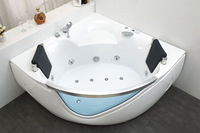 Baignoire d'angle autoportante en acrylique pour 2 personnes avec jets de massage à air et à remous pour salle de bain d'appartement