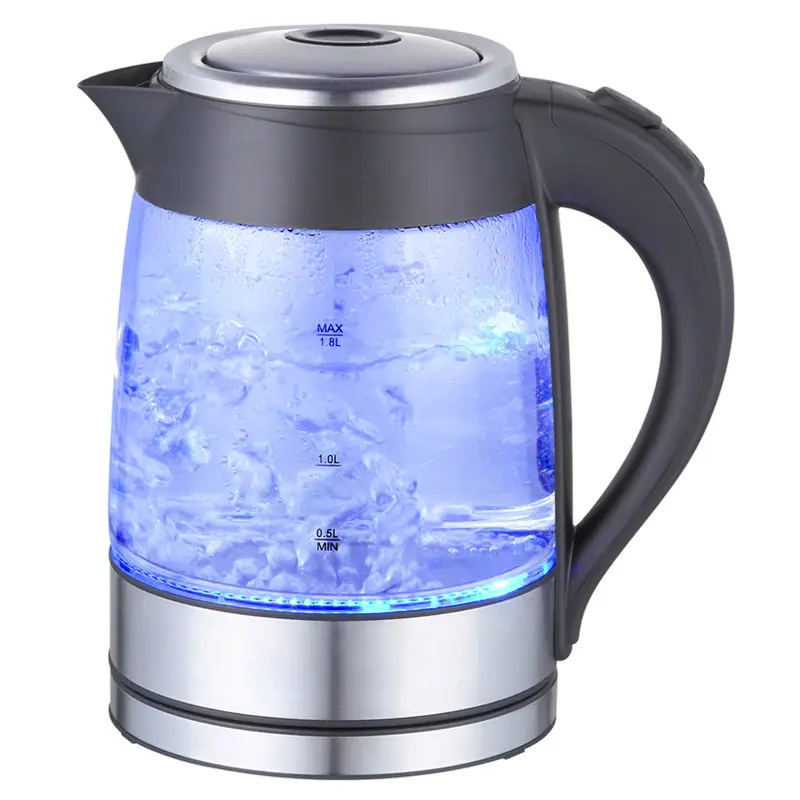 Hervidor eléctrico de té de cristal, 1,8 litros