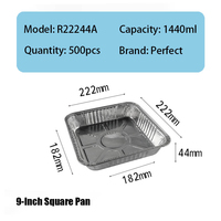 Conteneurs alimentaires jetables carrés de 9 pouces en aluminium 1440ml boîtes de plateau Tiffin plaques d'emballage de fast-food pour fast-foods