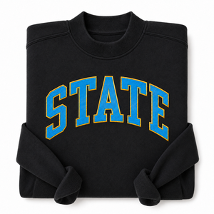 Sweat-shirt à col rond en chenille brodé sur mesure, style universitaire, avec design de lettres en relief pour les vêtements d'équipe universitaire - Product Image 2