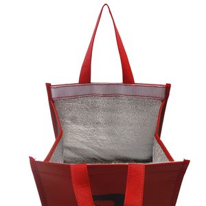Nonwoven Insulated Waterproof Food Delivery Cooler Bag with Letter Pattern Collapsible Design and Zipper Closure - Product Image 6