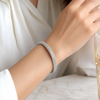 Bracelet jonc en argent 925 avec zircon pour femme, bijoux élégants empilables, accessoires de mode