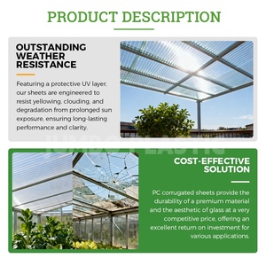 Feuille <span class=keywords><strong>ondulée</strong></span> en polycarbonate transparent en PC, durable, écologique, résistante aux UV, avec service de découpe, OEM ODM - Product Image 4