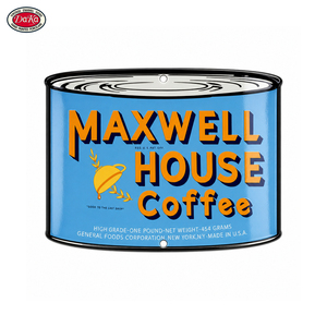 Plaque en émail vintage effet vieilli en forme de boîte de café <span class=keywords><strong>Maxwell</strong></span> House pour décoration murale de cuisine, café ou bar - Product Image 1