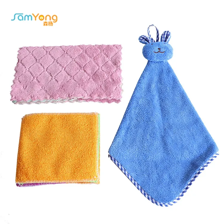 Eco-Friendly custom bamboo kitchen dish towel and hanging hand towel microfiber kitchen cleaning towel