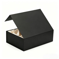Boîte d'emballage magnétique personnalisée en carton noir de luxe pour perruques et extensions capillaires tressées pour femmes