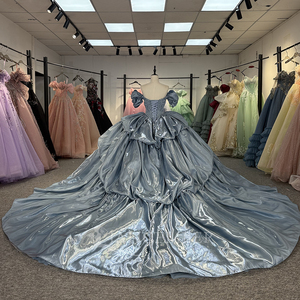 Robes de Quinceañera vert sauge avec appliques de dentelle brillantes, robes de bal bouffantes, robes de princesse, robes de mariée mexicaines Dy1263 - Product Image 6