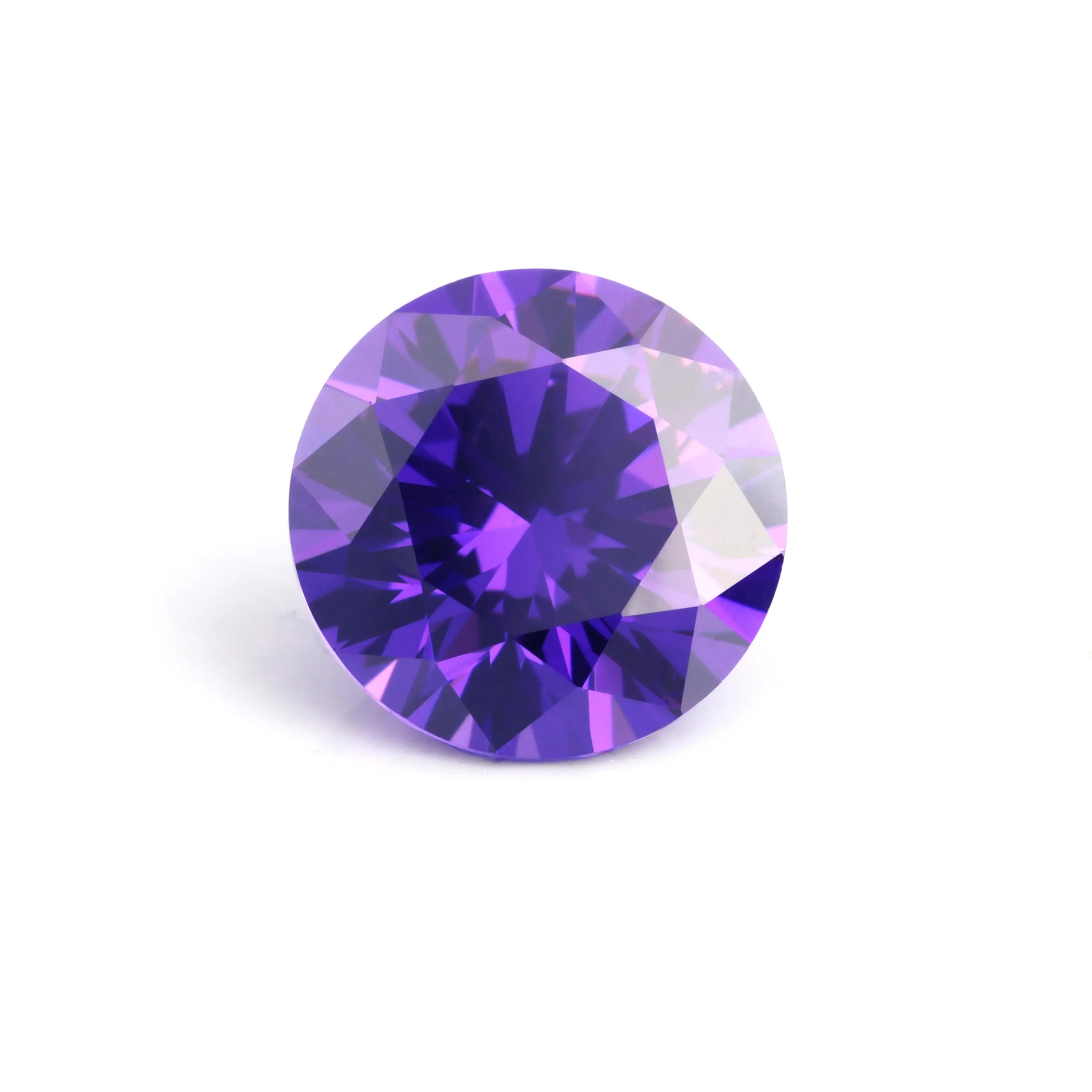 Fornecimento de fábrica 5A grau zircônia cúbica 3.5mm-15mm tinta violeta cor azul forma redonda usada para conjunto de joias