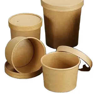 Custom Printing Food Packing Box Salad Bowls Kraft Paper Bowl With Lid