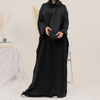 Nouveau chaud moyen-orient dubaï turquie à capuche Robe une pièce écharpe Hijab Robe Abaya glace soie crêpe femmes musulmanes prière vêtements voile