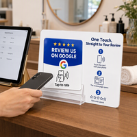 Carte NFC OEM Google pour avis d'hôtel, commande tactile, mini-programme, support carré en acrylique à poser sur table, 1k 100x100mm, fabriqué à HK