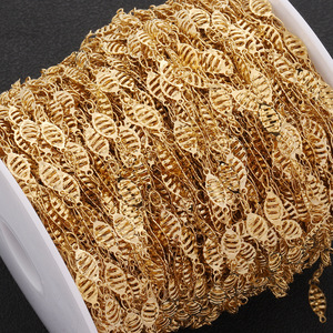 Cadena de hojas huecas de acero inoxidable con forma de pez 3D, chapada en oro, para la fabricación de pulseras, accesorio de joyería DIY. - Product Image 4