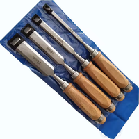 Ensemble professionnel de ciseaux à bois en acier, 4 pièces, avec manche en bois, 24,5 mm (1 pouce), outils de sculpture manuels pour la menuiserie