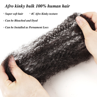 Capelli Umani Grezzi Non Trattati Afro Kinky in Bulk 30g 50g 100g per Dreadlocks e Trecce