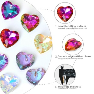12 pièces/sac, perles en cristal en forme de cœur de 14 mm, effet <span class=keywords><strong>aurore</strong></span> boréale, trou unique, fournitures pour la fabrication de bijoux DIY - Product Image 5