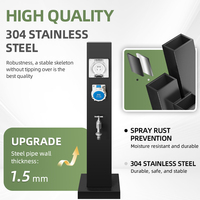 Colonne d'alimentation intelligente noire pour eau et électricité, station de recharge RV IP66, borne utilitaire extérieure pour yacht, marina, camping, parc de plage