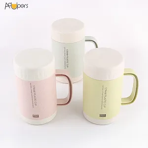 Tasse à café en céramique réutilisable, haute qualité 9802J, pour voyage, avec poignée, 200ml, vente en gros, écologique, Double couche, paille de blé