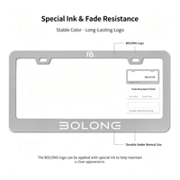 Cadre de plaque d'immatriculation en plastique ABS de qualité supérieure BOLONG, norme américaine, noir, logo personnalisé, anti-décoloration, installation facile