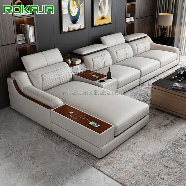 Hot Sale Single Seat L Shape  Smart Sofa Combination Music Multifunctional Sofa Set New Wireless Charging Sectional Corner Sofa