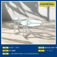 Set di Tavolini da Caffè Moderni in Vetro Temperato con Base in Acciaio Inossidabile per Soggiorno - Product Image 3